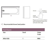 Merlyn Bath Screen Merlyn Single Square Fixed Panel Bathscreen