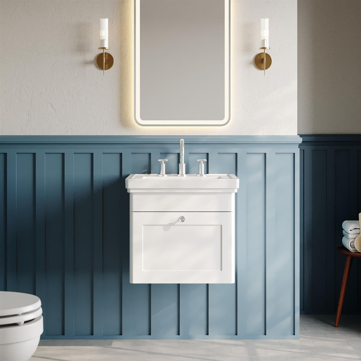 Aquarius Leighton 500mm Wall Mounted One Drawer Vanity Unit with Basin