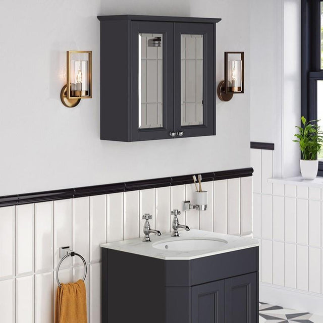 Heritage Mirrored Cabinet Graphite Heritage Caversham Double Door Mirror Wall Cabinet
