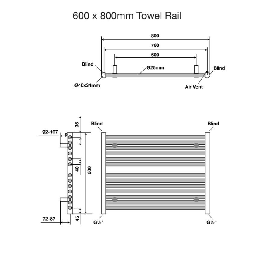 Tissino Ladder Rails Tissino Hugo2 Designer Towel Radiator in Chrome