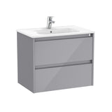 Roca Wall Mounted Vanity Unit Gloss Grey Roca Tenet 700mm Wall Mounted Two Drawer Vanity Unit with Basin