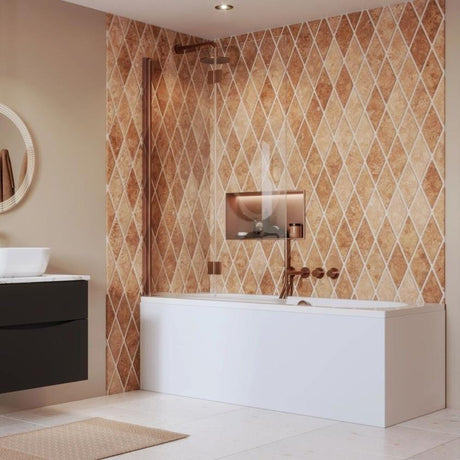 Crosswater Bath Screen Brushed Bronze Crosswater Asura 8mm Fully Folding Bath Screen