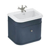 Burlington Wall Mounted Vanity Unit Blue / Ceramic Basin - 1 Tap Hole / Brushed Nickel Burlington Chalfont 650mm Wall Mounted Single Drawer Vanity Unit with Basin