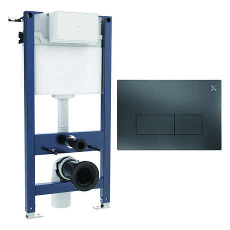 Crosswater Wall Hung WC Frame MPRO Plate in Slate Crosswater 0.98m Dual Flush WC Support Frame Set with Flush Plate