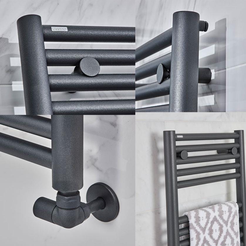 Tissino Ladder Rails Tissino Hugo2 Towel Radiator - 812 x 500mm - Anthracite - Central Heating