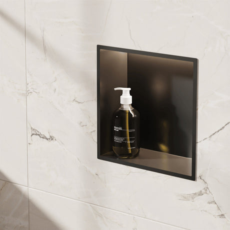 Crosswater Shower Niche Matt Black Crosswater Square Shower Niche with LED - 305 x 305 x 120mm
