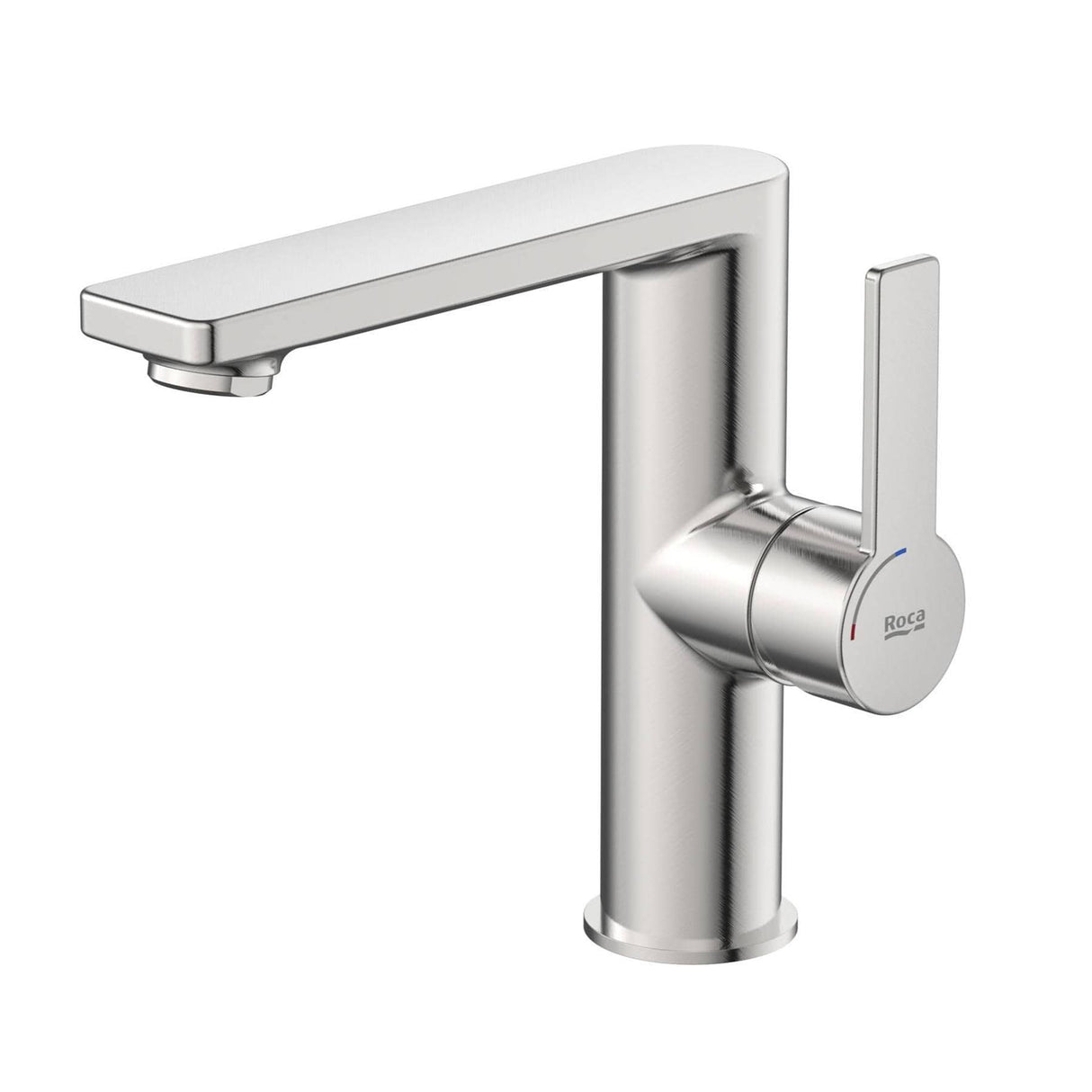 Roca Mono Basin Tap Stainless Steel Roca Targa Basin Mixer with Lateral Handle and Cold Start