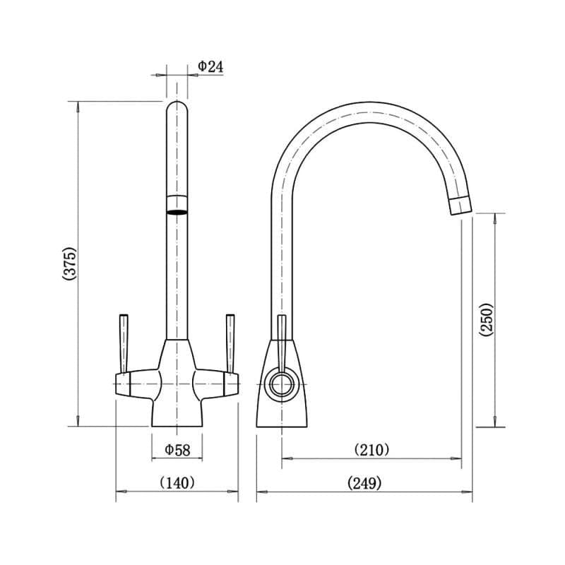 Aquarius Kitchen Tap Aquarius TrueCook - Series 15 - Two Handle - Kitchen Mixer Tap
