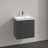 Villeroy & Boch Wall Mounted Vanity Unit Graphite with Chrome Handles / Left Side Villeroy & Boch Avento Wall Hung Vanity Unit 530mm One Door with Basin