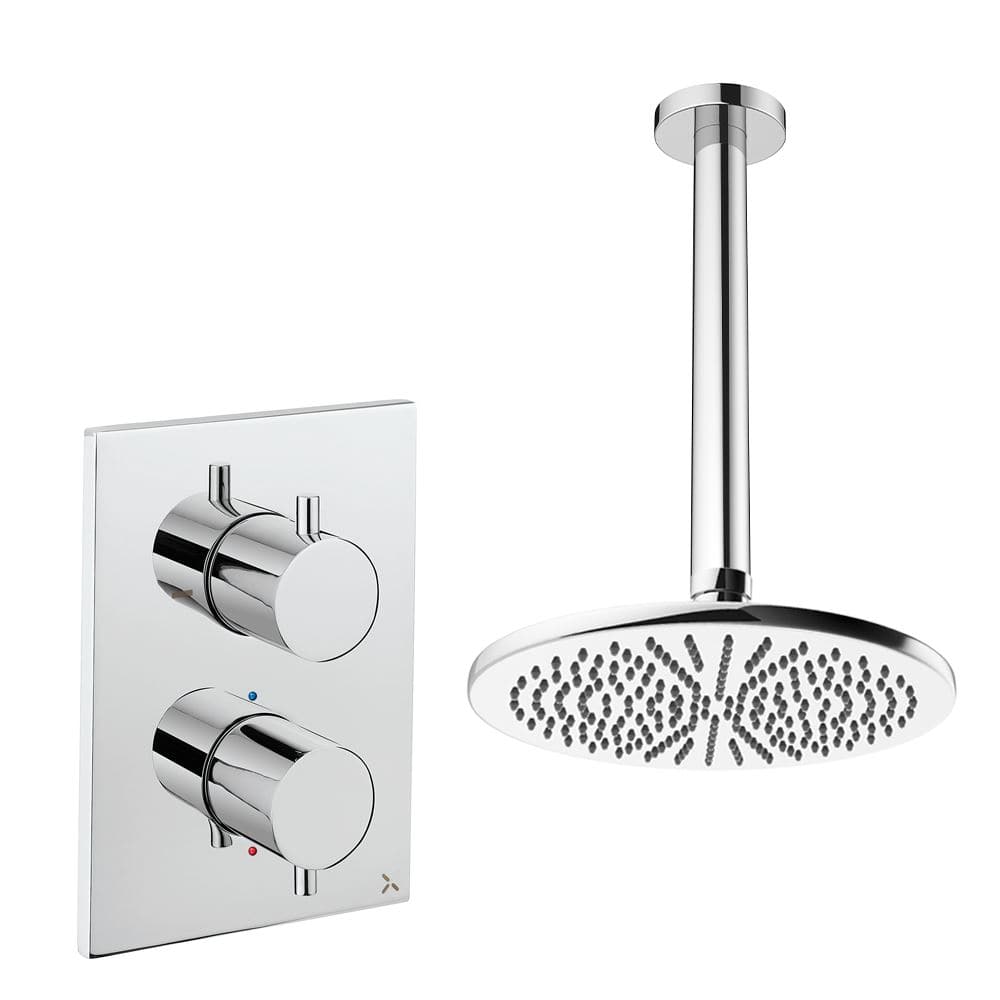 UK Bathroom Store Concealed Shower Set Chrome / Ceiling Arm / 300mm Crosswater Crossbox Shower Set 1 - 1 Outlet with Fixed Overhead Shower