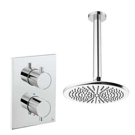 UK Bathroom Store Concealed Shower Set Chrome / Ceiling Arm / 300mm Crosswater Crossbox Shower Set 1 - 1 Outlet with Fixed Overhead Shower