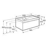 Roca Wall Mounted Vanity Unit Roca Ona 1000mm Wall Mounted One Drawer Vanity Unit with Basin