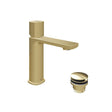 VADO Mono Basin Tap Satin Brass Vado Cameo Leverless Mono Basin Mixer Tap for Low Pressure System with Universal Waste