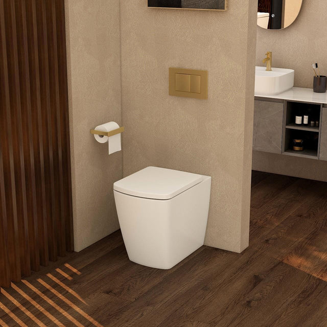 Imex Back to Wall Toilet Imex Ravine Rimless Comfort Height Back to Wall Toilet with Soft Close Seat in White