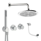 UK Bathroom Store Concealed Shower Set Chrome / Wall Arm / 300mm Crosswater Module Shower Set 9 - 3 Outlet with Pencil Handset, Overhead Shower and Overflow Filler