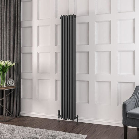 Eastbrook 1800 x 293 / Central Heating Eastbrook Rivassa Traditional 3 Column Radiator in Matt Anthracite