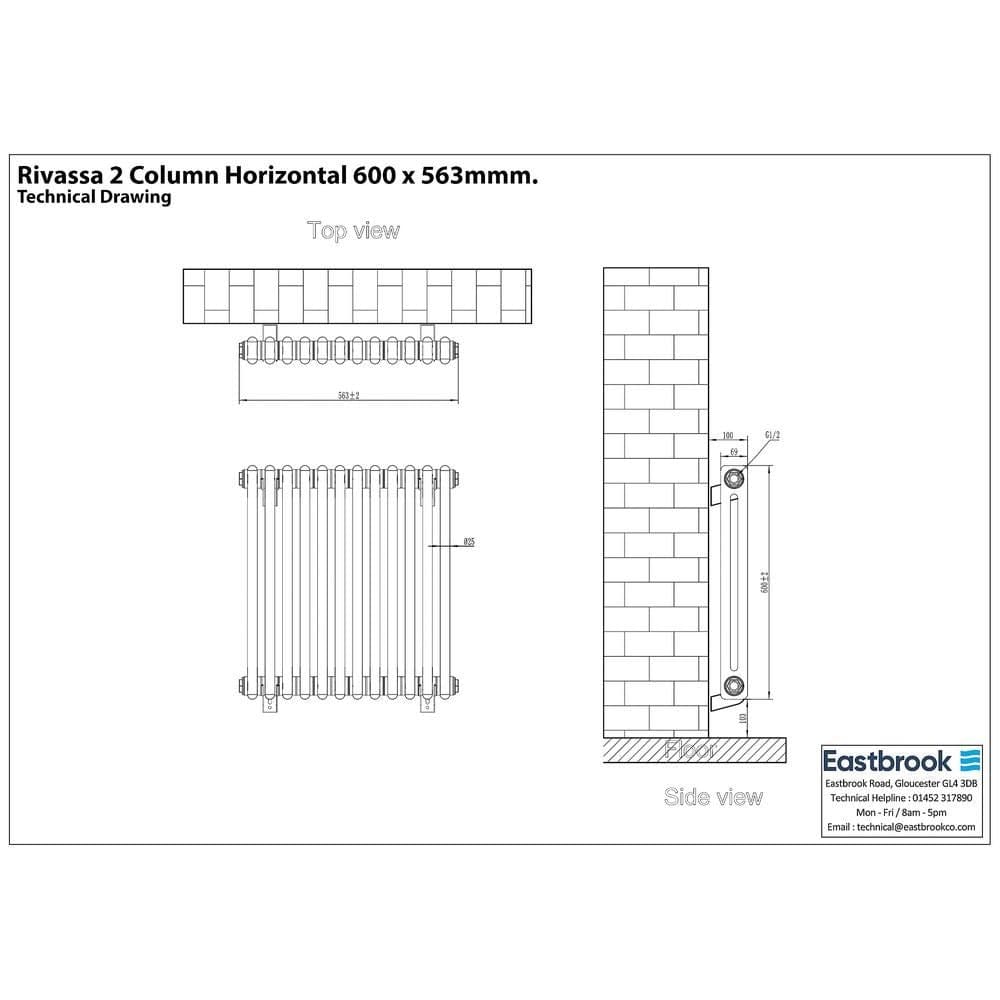 Eastbrook Rivassa Traditional 2 Column Radiator in Matt Black