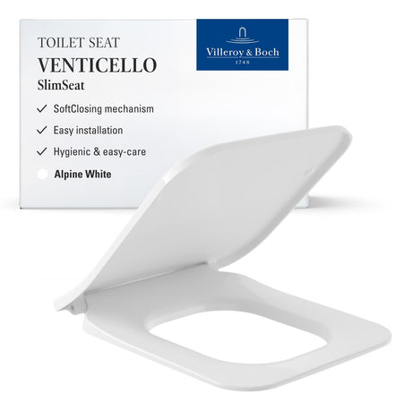 Villeroy & Boch Toilet Seat Villeroy & Boch Venticello Soft Close, Quick Release Slimline Sandwich Toilet Seat in White Alpin