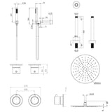 UK Bathroom Store Concealed Shower Set Crosswater Module Shower Set 1 with Fixed Head and Pencil Handset
