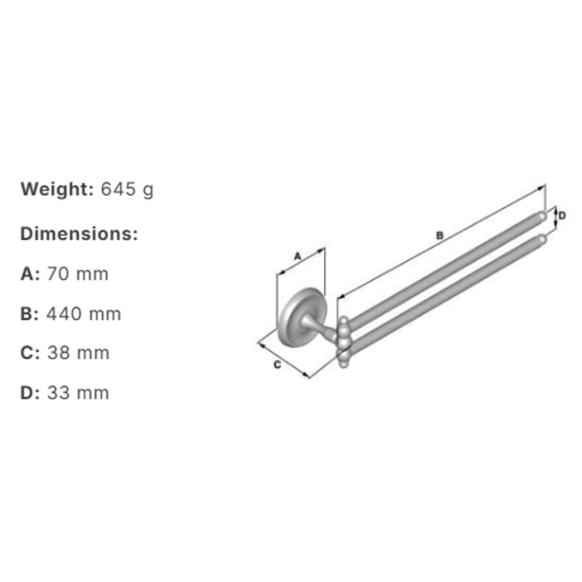 Smedbo Robe Hook Smedbo Villa Traditional Swing Arm Towel Rail