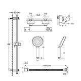 Flova Exposed Shower Set Flova Levo Exposed Thermostatic Bar Shower Valve with Slide Rail and Multi Function Hand Shower in Chrome