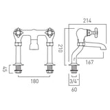 Vado Bath Mixer Booth & Co. Axbridge Crosshead Bath Filler Tap