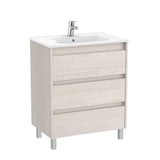 Roca Floor Standing Vanity Unit Nordic Ash Roca Tenet 700mm Floor Standing Three Drawer Vanity Unit with Basin