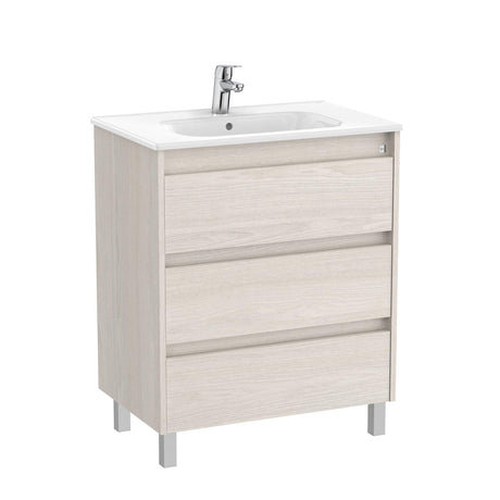 Roca Floor Standing Vanity Unit Nordic Ash Roca Tenet 700mm Floor Standing Three Drawer Vanity Unit with Basin