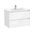 Roca Wall Mounted Vanity Unit Gloss White Roca Tenet 800mm Wall Mounted Two Drawer Vanity Unit with Basin