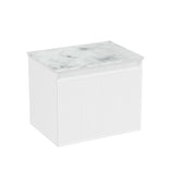 Saneux Wall Mounted Vanity Unit Matte White / Matte Carrara White Worktop Saneux Monument 500mm Wall Mounted One Drawer Vanity Unit with Basin or Worktop