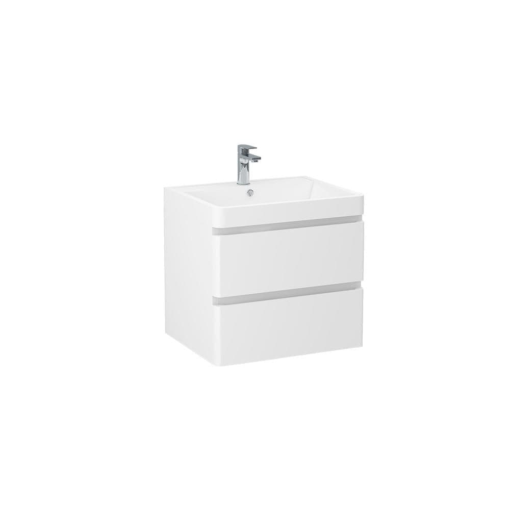 Imex Wall Mounted Vanity Unit Imex Ivo Wall Mounted 600mm Double Drawer Vanity Unit with Basin in White Gloss