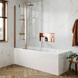 Crosswater Bath Screen Brushed Bronze Crosswater Clear 6 Double Panel Hinged Bath Screen
