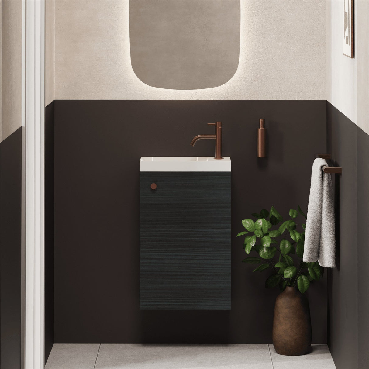 Crosswater Cloakroom Vanity Unit Steelwood Crosswater Alo Single Door Wall Mounted 400mm Cloakroom Vanity Unit with Basin