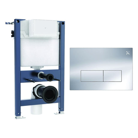 Crosswater Wall Hung WC Frame MPRO Steel Plate in Chrome Crosswater 0.82m Dual Flush WC Support Frame Set with Flush Plate