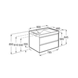 Roca Ona 800mm Wall Mounted Two Drawer Vanity Unit with Basin
