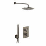 JTP Concealed Shower Set Brushed Black JTP VOS Thermostatic Concealed Dual Outlet, 2 Handle Shower Kit with 200mm Showerhead and Handset