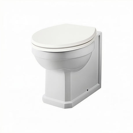 Aquarius Bathrooms Back to Wall Toilet White Wooden Aquarius Harewood Traditional Back To Wall Toilet with Soft Close Seat