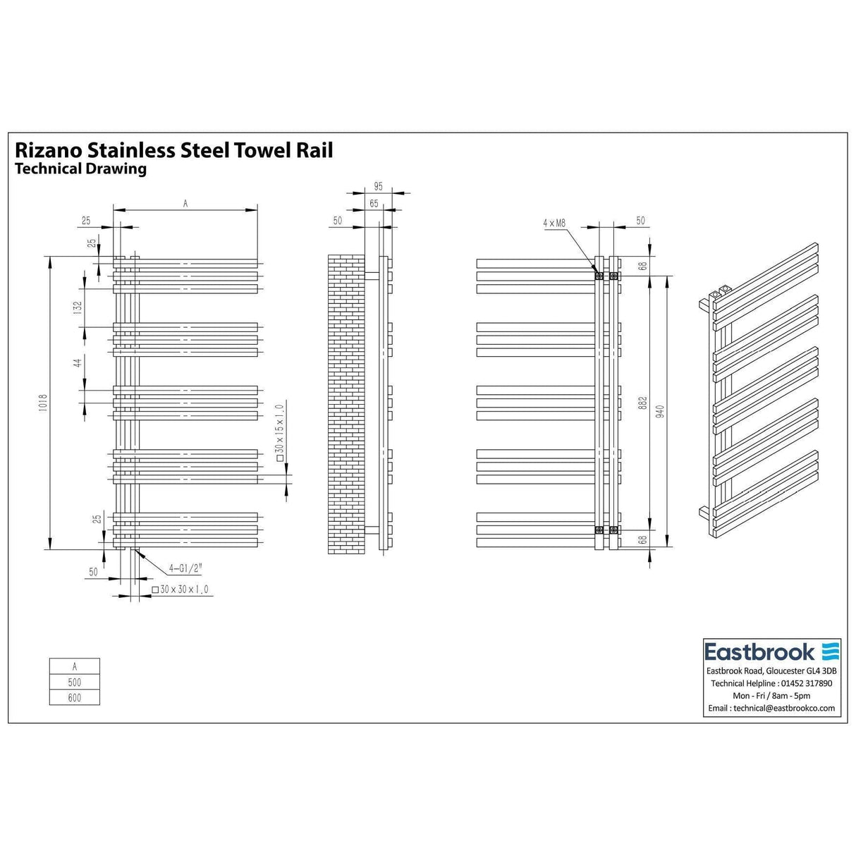 Eastbrook Designer Towel Rail Eastbrook Rizano Designer Radiator