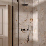 UK Bathroom Store Concealed Shower Set Matt Black / Ceiling Arm / 300mm Crosswater Module Shower Set 1 with Fixed Head and Pencil Handset