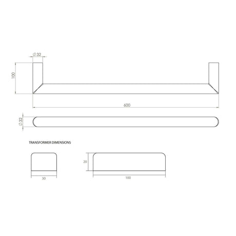 Saneux Designer Towel Radiator Saneux Ember Solo Dry Electric Towel Rail -  600 x 100mm in Brushed Nickel