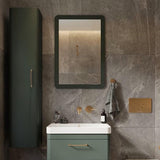 Saneux Mirrored Cabinet Saneux Hyde Recessed Electric Mirror Cabinet With Light and Demister - 550mm Wide - Left Hand Hinge - Matte Sage