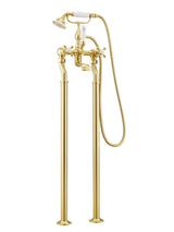 JTP Freestanding Bath Filler Brushed Brass JTP Grosvenor Cross Freestanding Bath Shower Mixer with Kit