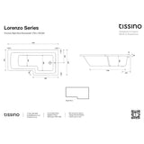 Tissino L-Shaped Shower Bath Tissino Lorenzo Premium Acrylic L-Shaped Shower Bath