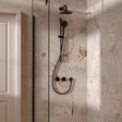 UK Bathroom Store Concealed Shower Set Matt Black / Wall Arm / 200mm Crosswater Module Shower Set 2 with Riser Rail Kit and Overhead Shower