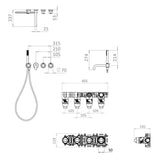 UK Bathroom Store Concealed Shower Set Crosswater Module Shower Set 10 with Pencil Handset and Bath Spout