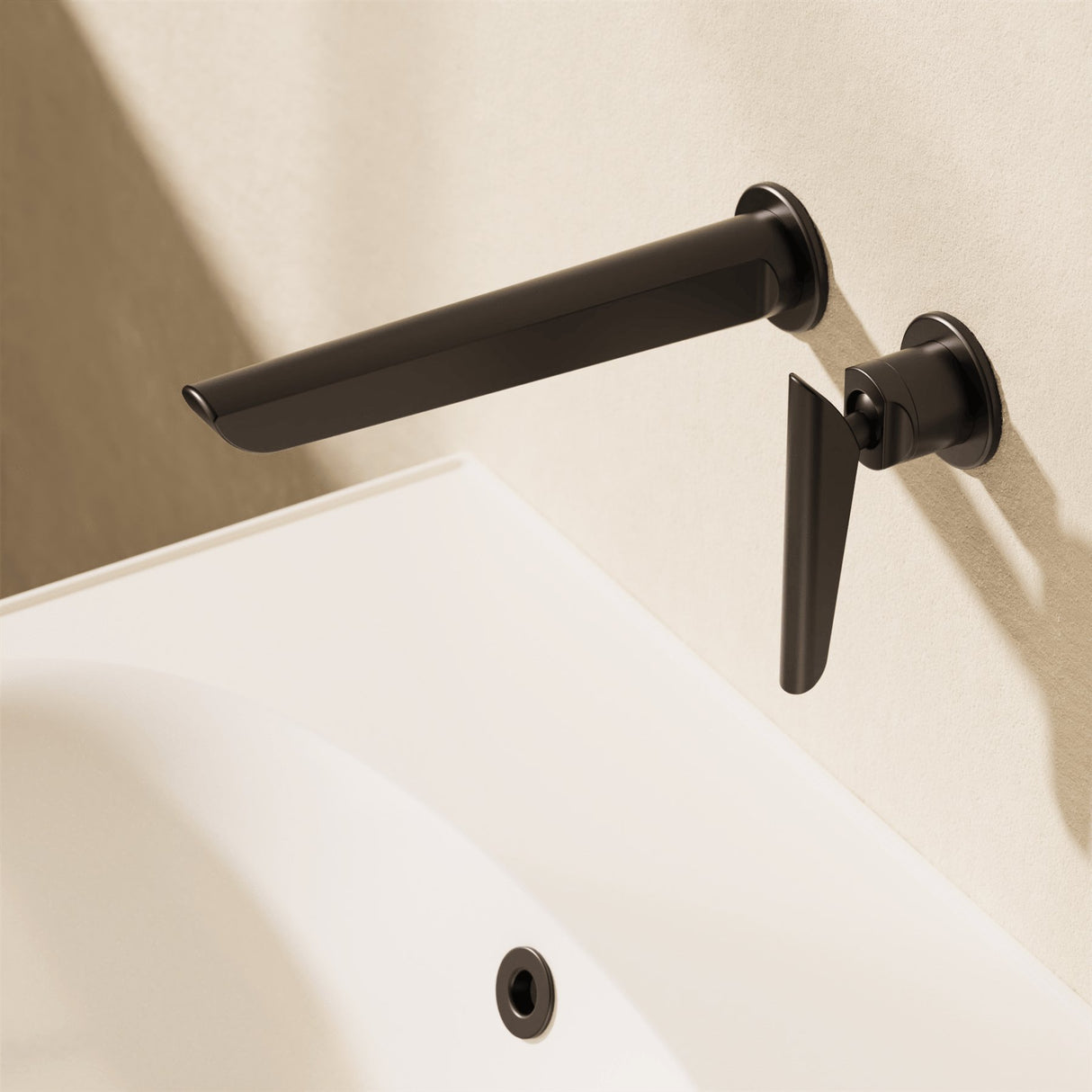 Crosswater Wall Mounted Basin Tap Matt Black Crosswater Foile 2 Hole Wall Mounted Basin Mixer Tap