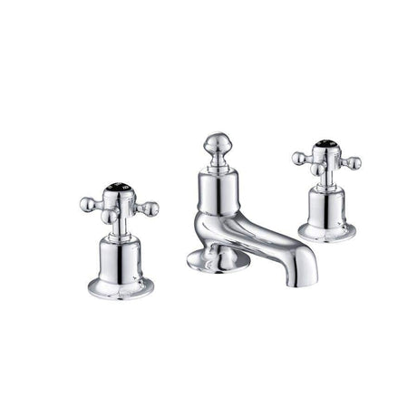 JTP Bath Mixer Chrome with Black Indices JTP Grosvenor Cross 3 Hole Deck Mounted Bath Filler Tap