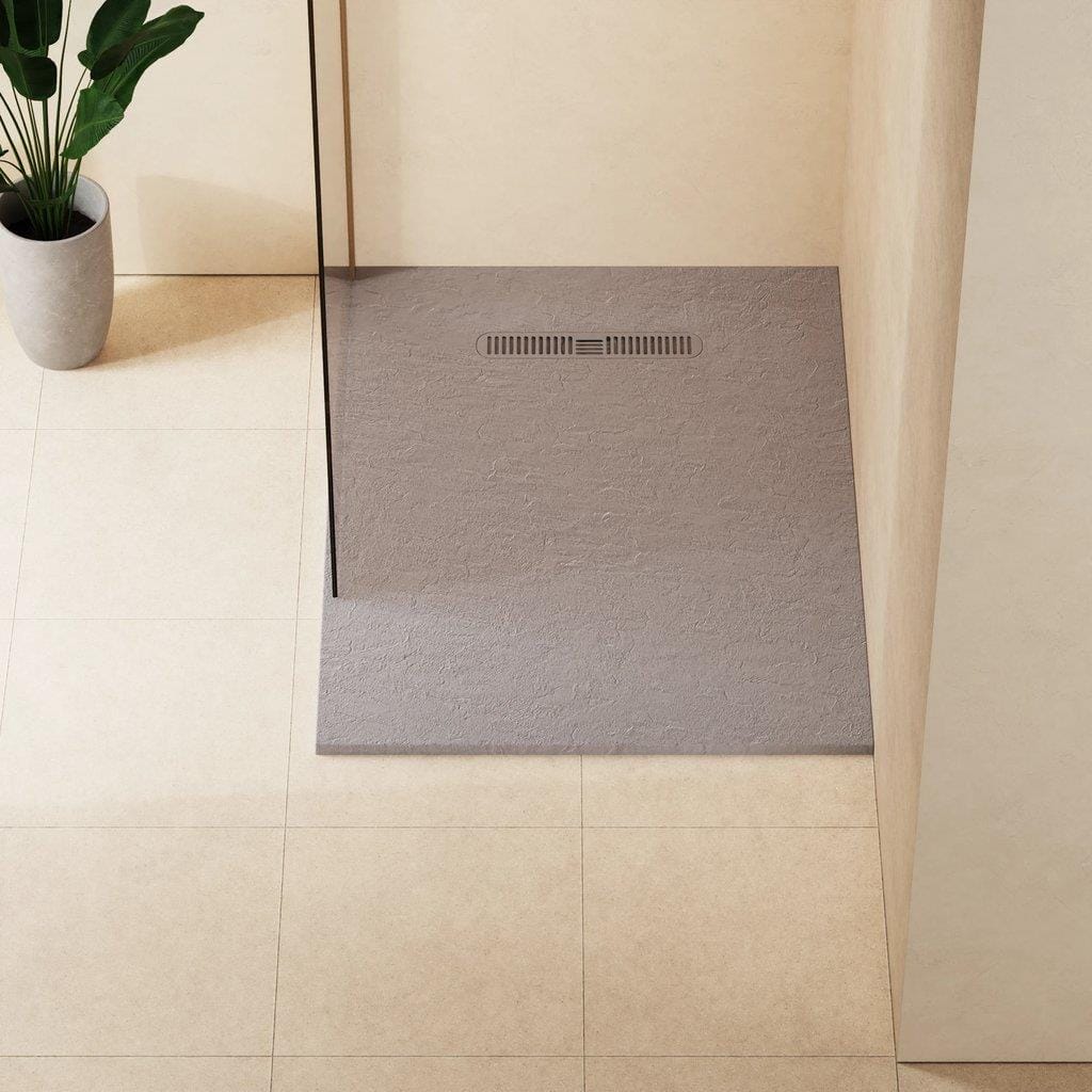 Crosswater Rectangle Shower Tray Light Grey / 900 x 1200 Crosswater Vito Textured Rectangle Shower Tray with Waste