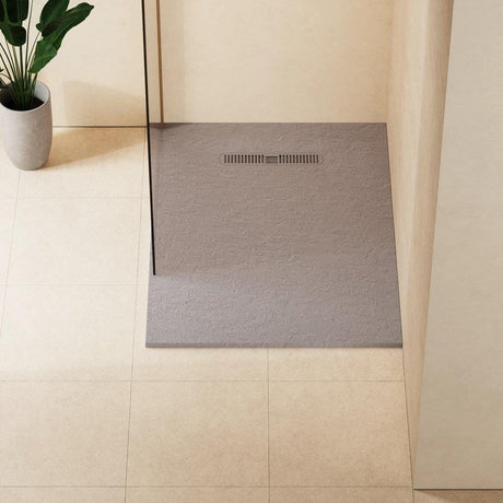 Crosswater Rectangle Shower Tray Light Grey / 900 x 1200 Crosswater Vito Textured Rectangle Shower Tray with Waste