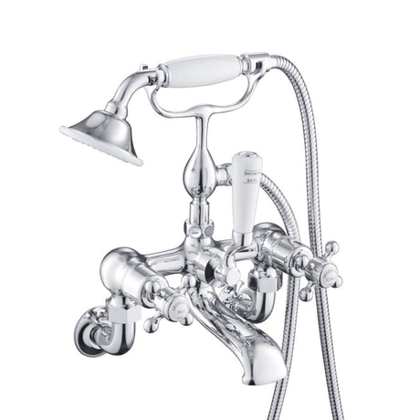 JTP Bath Shower Mixer Chrome JTP Grosvenor Cross Wall Mounted Bath Shower Mixer with Kit